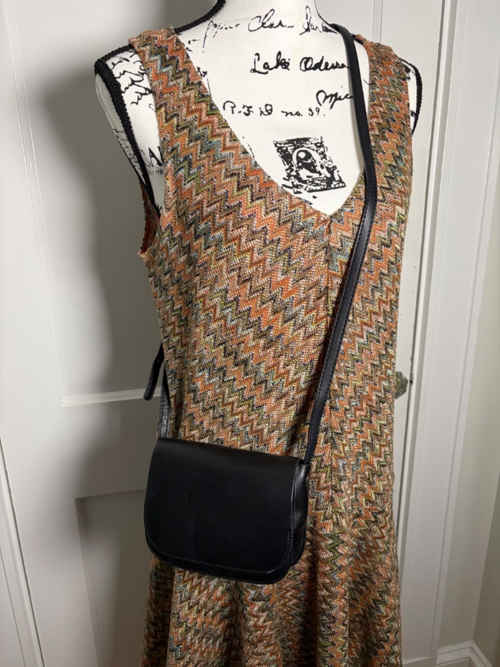 Urban Outfitters Black Saddle Crossbody Bag Blue Interior Adjustable Strap